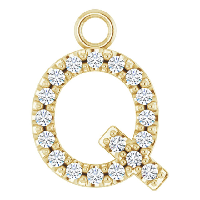 14K Yellow .07 CTW Natural Diamond Initial Q Dangle