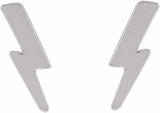 14K White Tiny Lightning Bolt Earrings