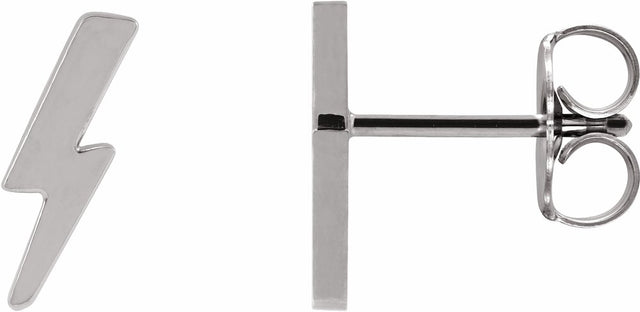 14K White Tiny Lightning Bolt Earrings