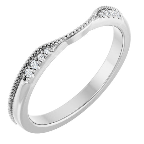 14K White .04 CTW Natural Diamond Milgrain Contour Band