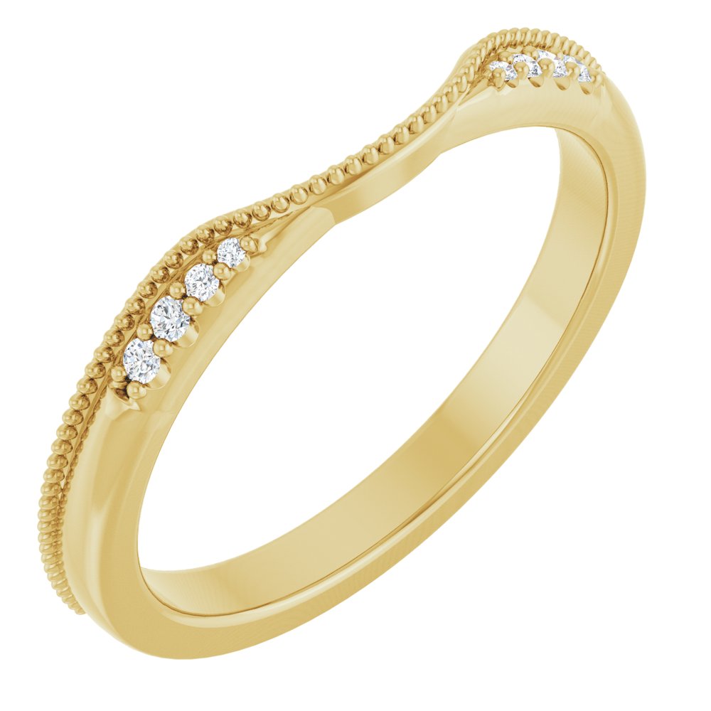 14K Yellow Gold .04 CTW Natural Diamond Milgrain Contour Band