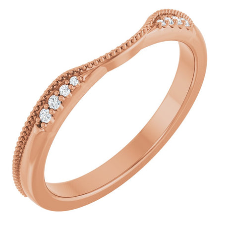 14K Rose .04 CTW Natural Diamond Milgrain Contour Band