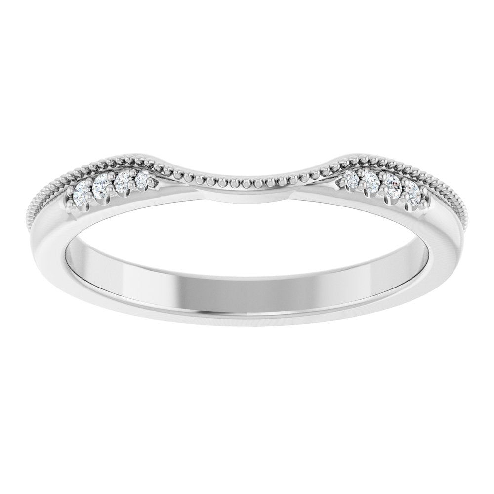 14K White .04 CTW Natural Diamond Milgrain Contour Band