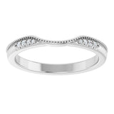 14K White Gold .04 CTW Natural Diamond Milgrain Contour Band