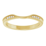 14K Yellow .04 CTW Natural Diamond Milgrain Contour Band