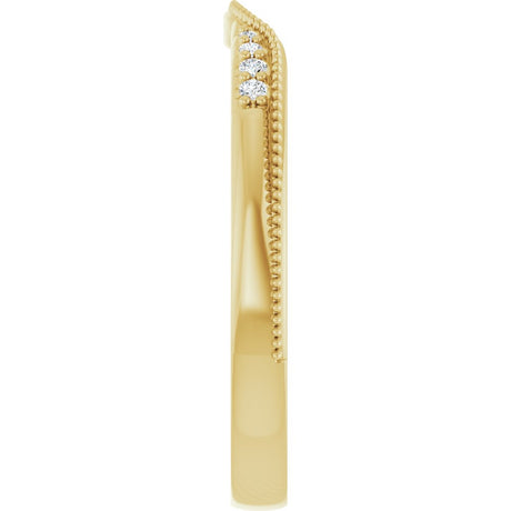 14K Yellow Gold .04 CTW Natural Diamond Milgrain Contour Band