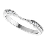 14K White .04 CTW Natural Diamond Milgrain Contour Band