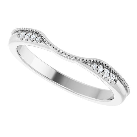 14K White Gold .04 CTW Natural Diamond Milgrain Contour Band