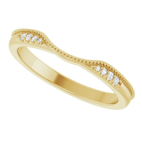 14K Yellow .04 CTW Natural Diamond Milgrain Contour Band