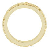 14K Yellow 5 mm Floral Inlay Flat Band Size 5.5