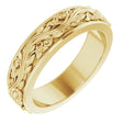 14K Yellow Gold 5 mm Floral Inlay Flat Band Size 6