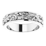 10K White 5 mm Floral Inlay Flat Band