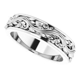 10K White 5 mm Floral Inlay Flat Band