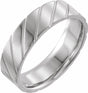 14K White Gold 5 mm Diagonal Grooved Comfort-Fit Flat Band Size 8.5
