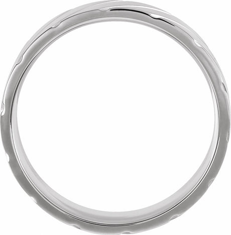 14K White Gold 5 mm Diagonal Grooved Comfort-Fit Flat Band Size 8.5