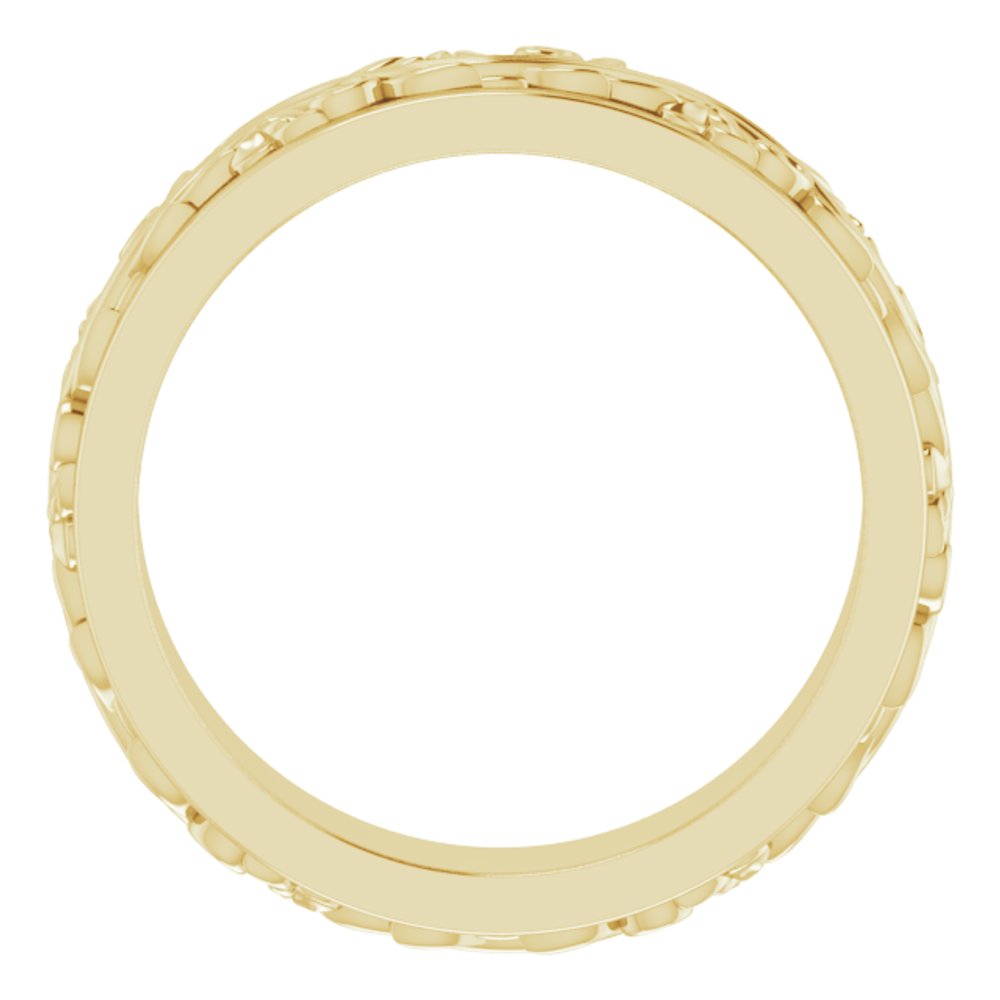 14K Yellow 5 mm Floral Inlay Flat Band Size 8
