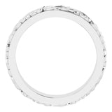 14K White Gold 5 mm Floral Inlay Flat Band Size 8