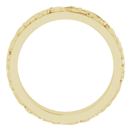 10K Yellow Gold 5 mm Floral Inlay Flat Band Size 9.5