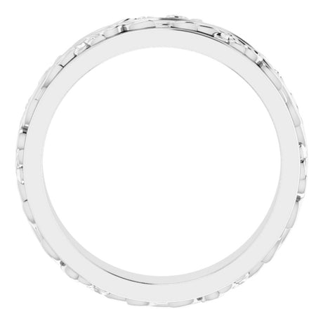 Platinum 5 mm Floral Inlay Flat Band Size 10