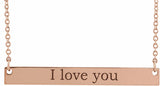 14K Rose Engravable Bar 18" Necklace