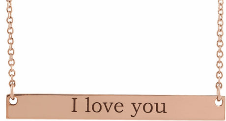 18K Rose Gold-Plated Sterling Silver Engravable Bar 18" Necklace