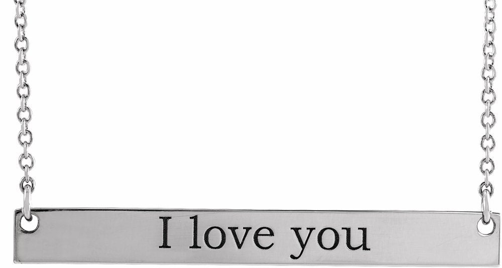 Sterling Silver Engravable Bar 16" Necklace