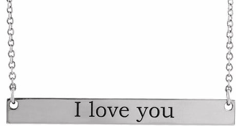 14K White Engravable Bar 18" Necklace