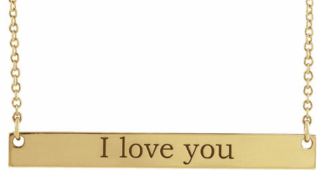 14K Yellow Gold Engravable Bar 18" Necklace