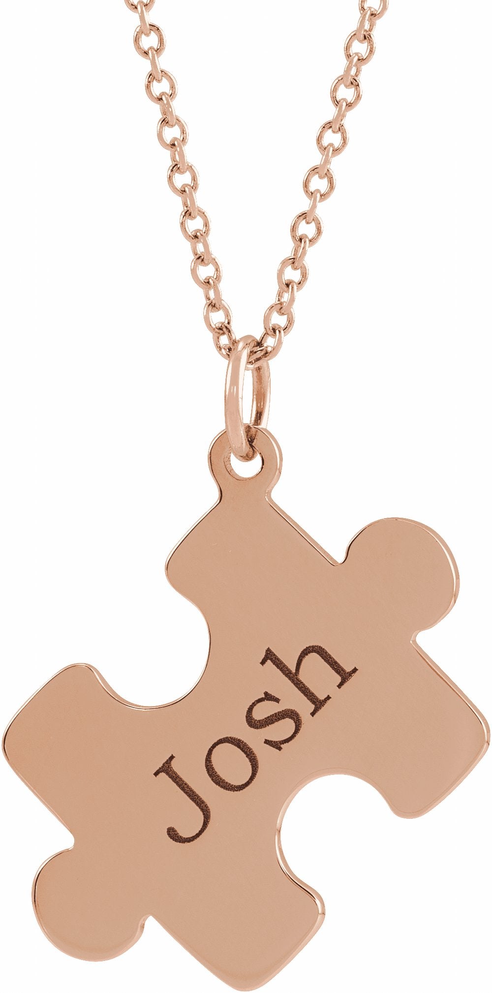 18K Rose Gold-Plated Sterling Silver Engravable Puzzle Piece 16-18" Necklace