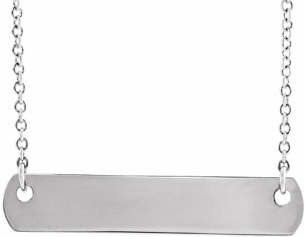 14K White Gold Engravable Bar 18" Necklace
