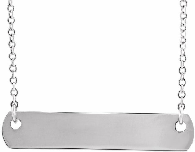 14K White Gold Engravable Bar 18" Necklace