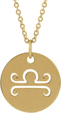 14K Yellow Libra Zodiac Disc 16-18" Necklace