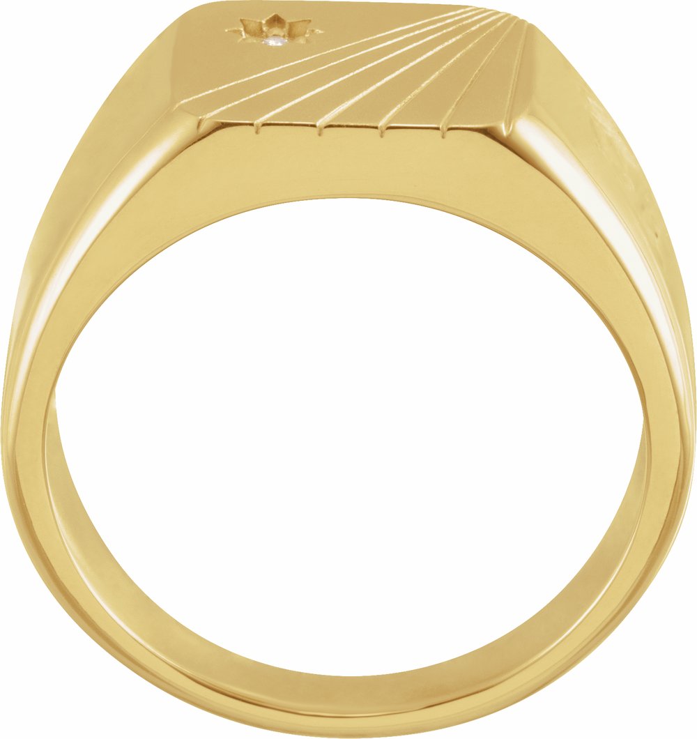 14K Yellow .015 CT Natural Diamond Signet Ring