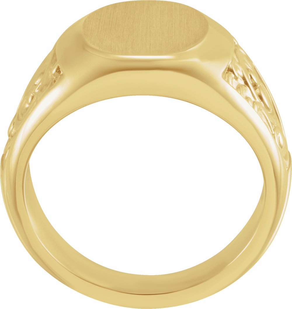 14K Yellow 14x12 mm Scroll Signet Ring