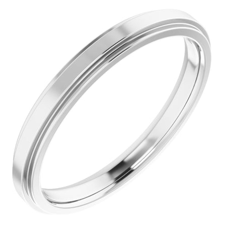 14K White Gold 2.5 mm Stepped-Edge Comfort-Fit Flat Band Size 4.5