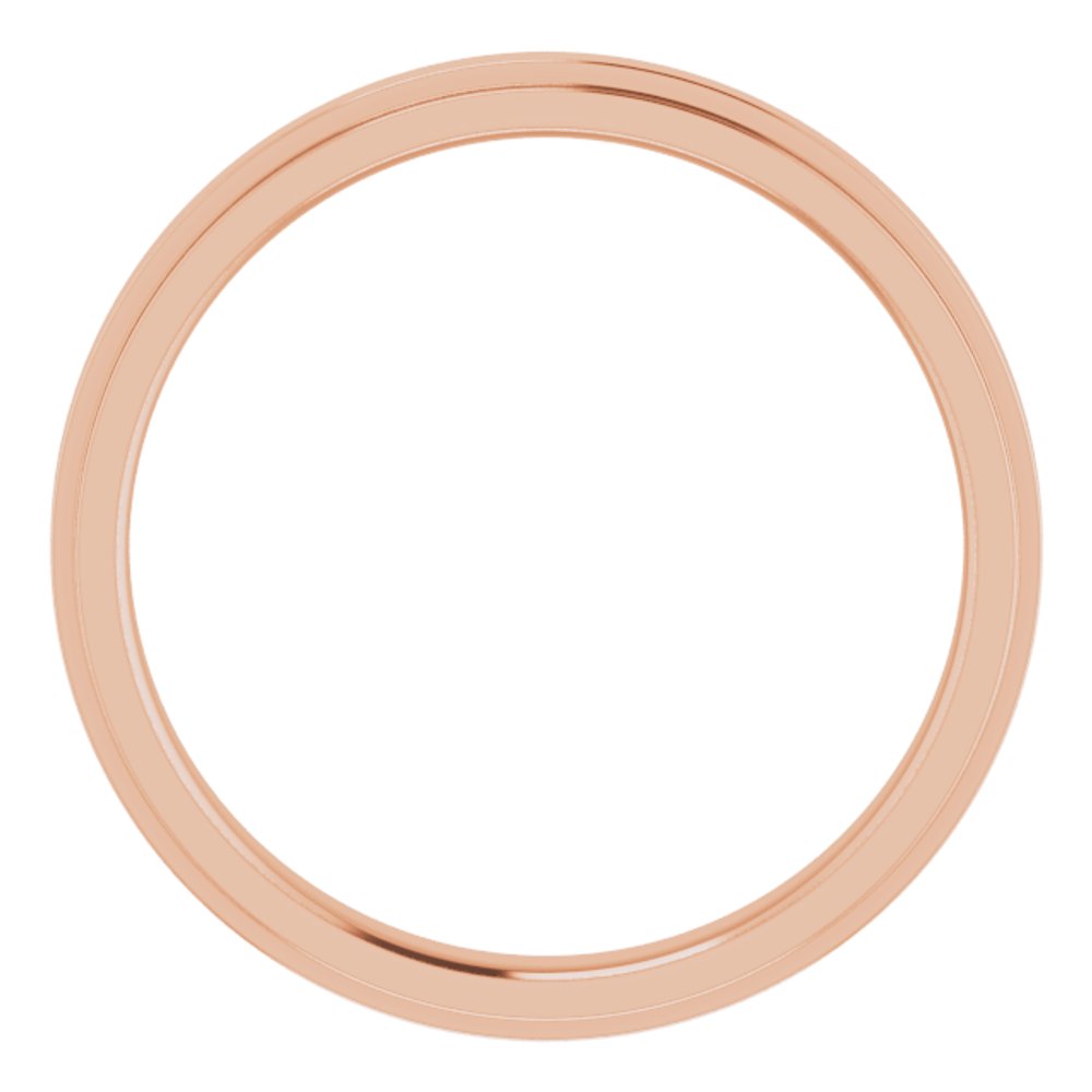 14K Rose Gold 2.5 mm Stepped-Edge Comfort-Fit Flat Band Size 4