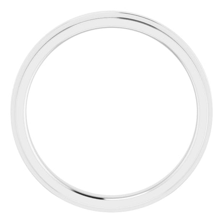 14K White Gold 2.5 mm Stepped-Edge Comfort-Fit Flat Band Size 4.5