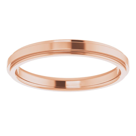 14K Rose Gold 2.5 mm Stepped-Edge Comfort-Fit Flat Band Size 4