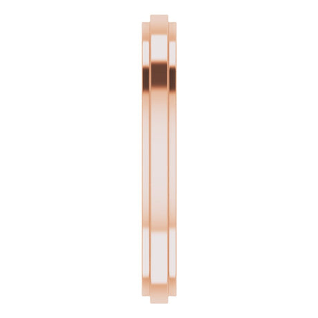14K Rose Gold 2.5 mm Stepped-Edge Comfort-Fit Flat Band Size 4