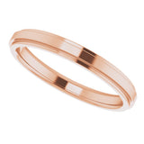14K Rose Gold 2.5 mm Stepped-Edge Comfort-Fit Flat Band Size 4