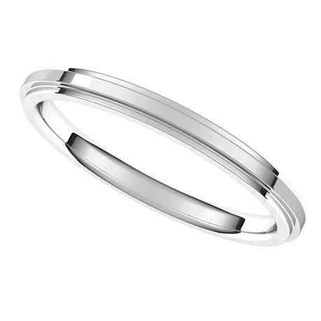 14K White 2 mm Flat Comfort Fit Edge Band Size 7