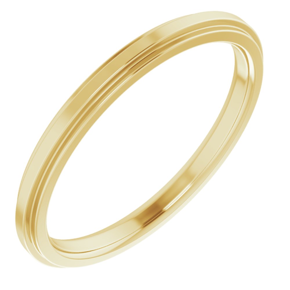 14K Yellow Gold 2 mm Stepped-Edge Comfort-Fit Flat Band Size 4