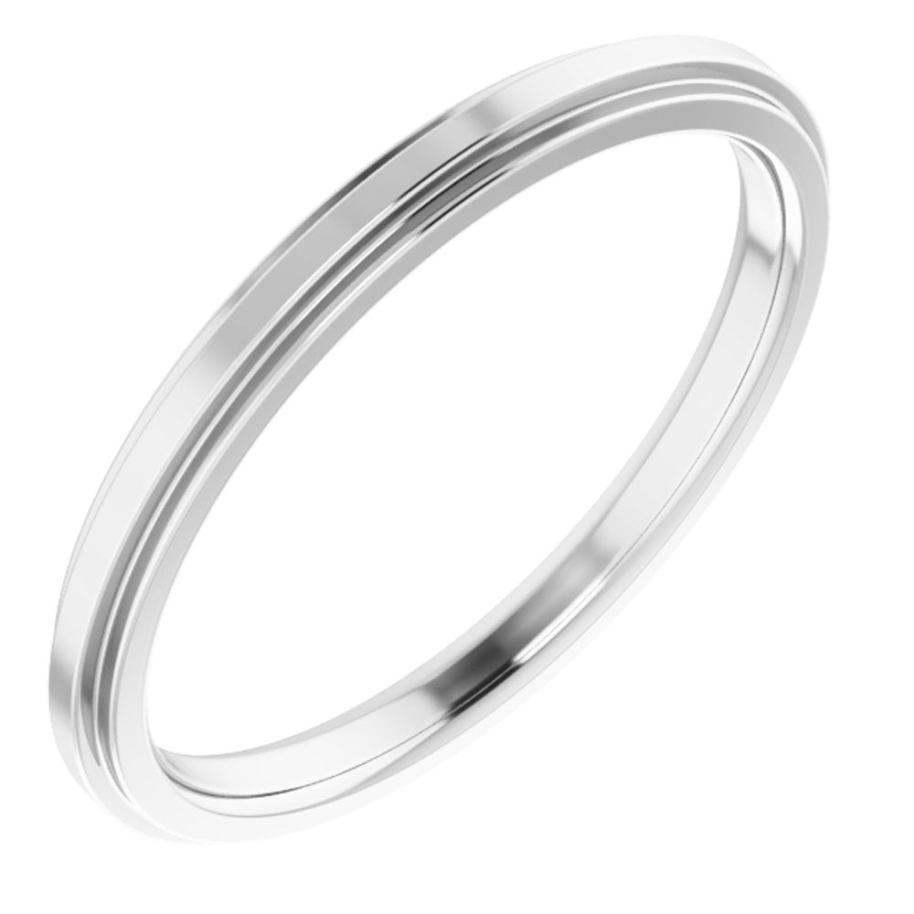 14K White 2 mm Stepped-Edge Comfort-Fit Flat Band Size 4