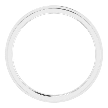 14K White Gold 2 mm Stepped-Edge Comfort-Fit Flat Band Size 4