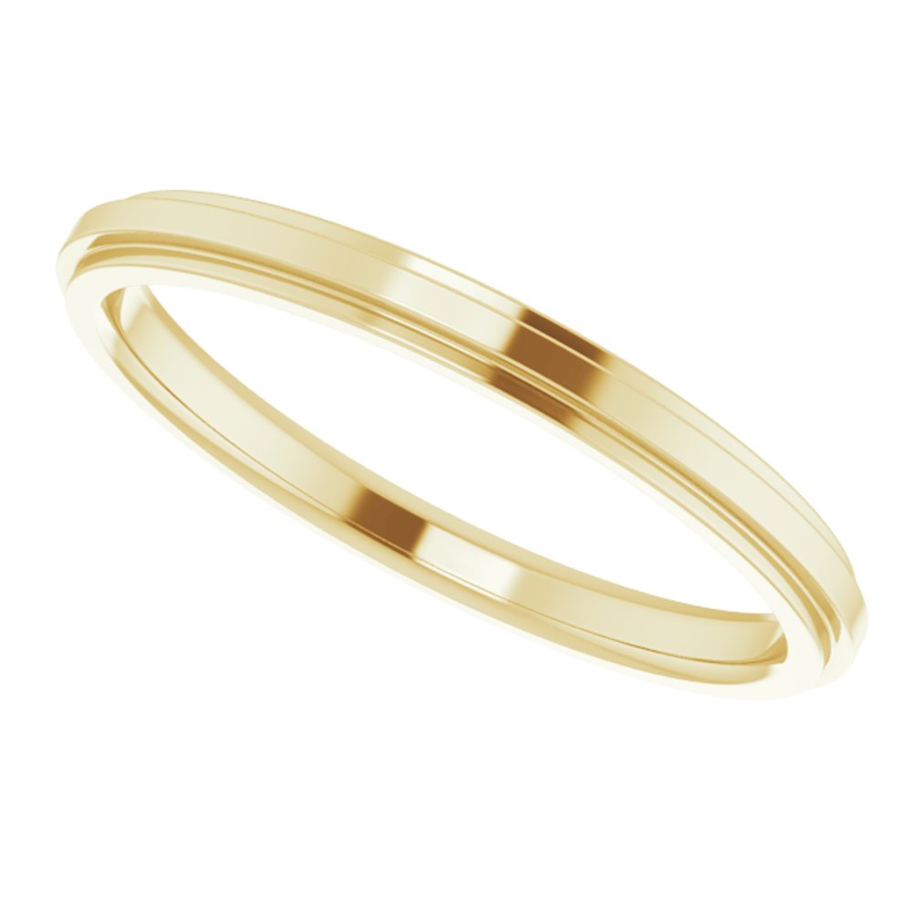 14K Yellow Gold 2 mm Stepped-Edge Comfort-Fit Flat Band Size 4