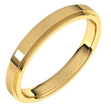 14K Yellow 3 mm Stepped-Edge Comfort-Fit Flat Band