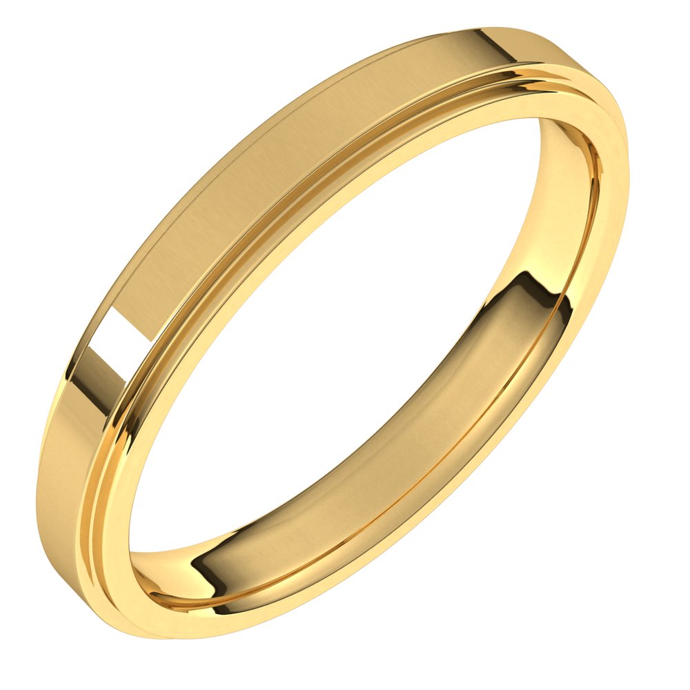 18K Yellow 3 mm Stepped-Edge Comfort-Fit Flat Band Size 11