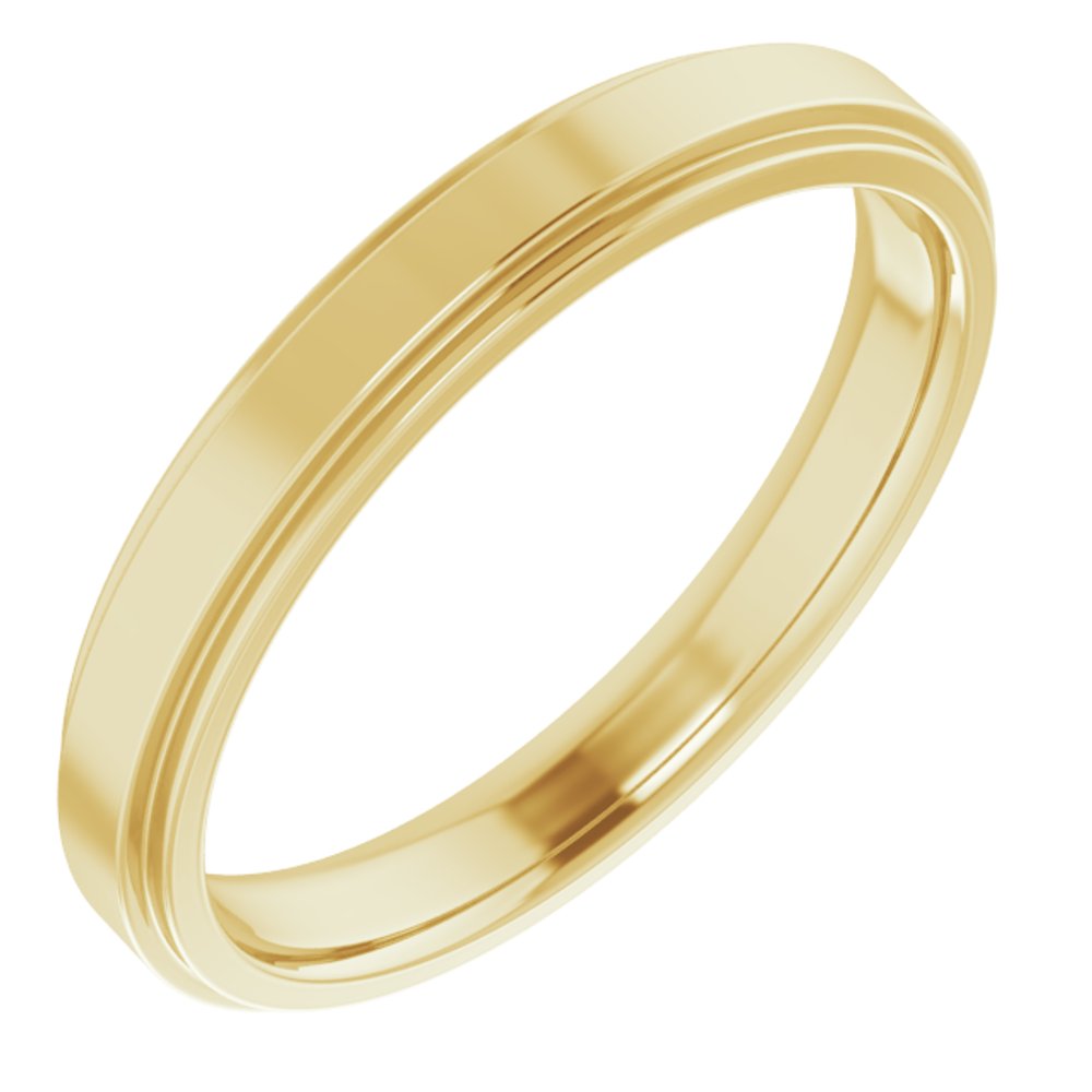 14K Yellow Gold 3 mm Stepped-Edge Comfort-Fit Flat Band Size 6.5