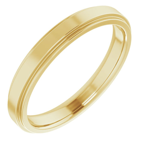 14K Yellow Gold 3 mm Stepped-Edge Comfort-Fit Flat Band Size 6.5