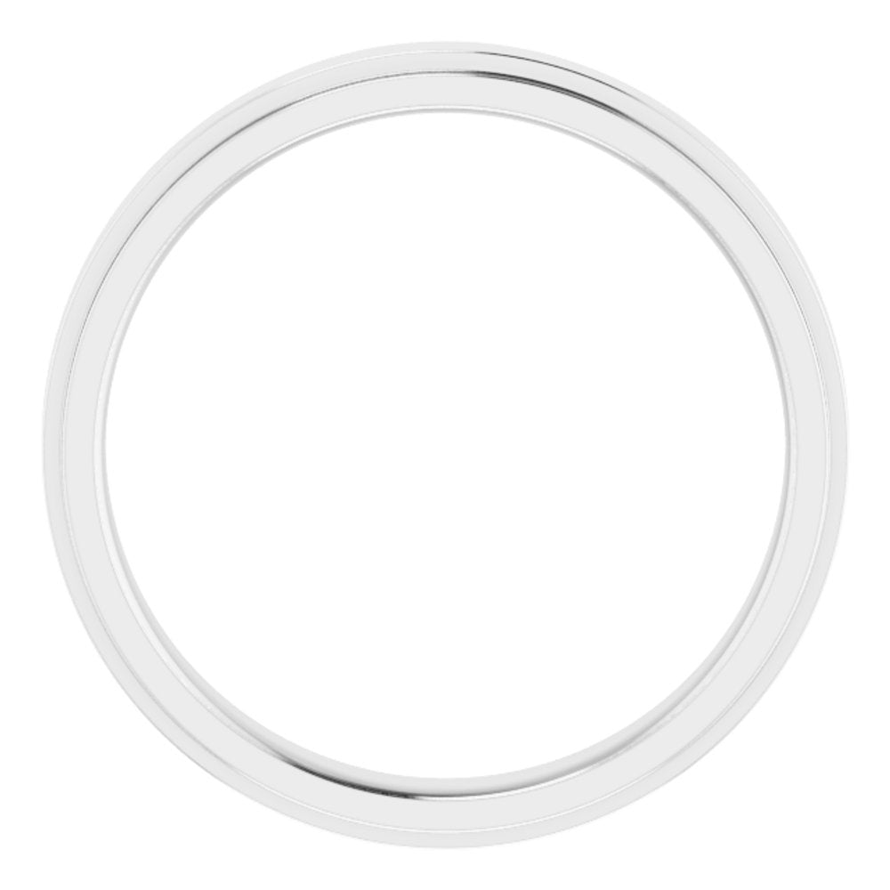 14K White Gold 3 mm Stepped-Edge Comfort-Fit Flat Band Size 10.5
